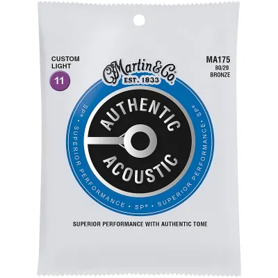 Martin MA175 SP 80/20 Bronze Custom-Light Authentic Acoustic Guitar Strings Martin MA175 SP 80/20 Bronze Custom-Light Authentic Acoustic Guitar Strings