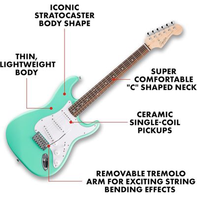 Squier Debut Series Stratocaster Electric Guitar Sea Foam Green