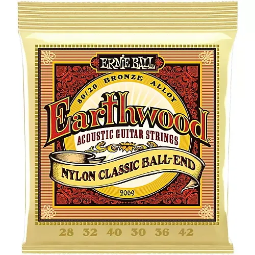 Ernie Ball 2069 Earthwood 80/20 Bronze Folk Nylon Ball End Acoustic Guitar Strings Ernie Ball 2069 Earthwood 80/20 Bronze Folk Nylon Ball End Acoustic Guitar Strings