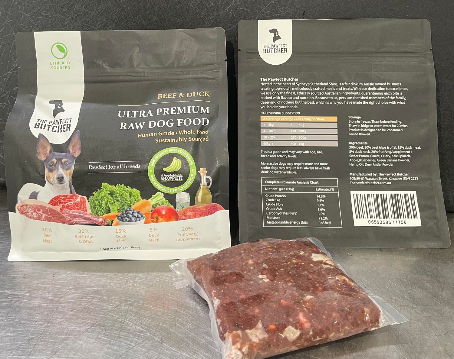 Beef and Duck 1kg (4x 250g Portions)