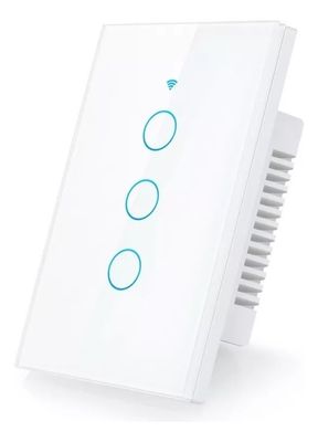 Plaqueta táctil WIFI Tuya - 3 boton - Blanca
