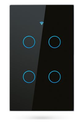 Plaqueta táctil WIFI Tuya - 4 boton - Negra