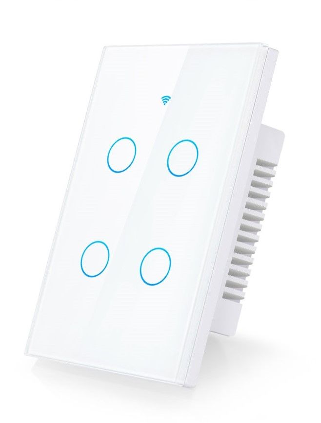 Plaqueta táctil WIFI Tuya - 4 boton - Blanca