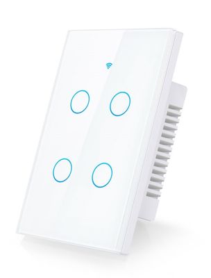 Plaqueta táctil WIFI Tuya - 4 boton - Blanca