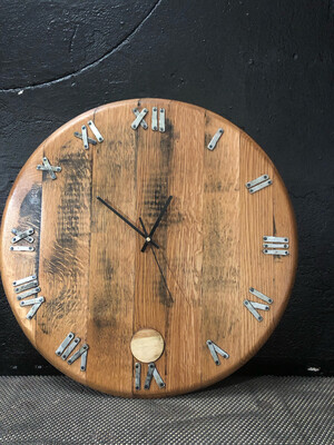 Whiskey Barrel Clock - Roman Numerals