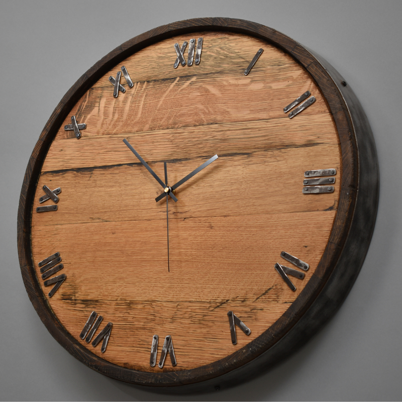 Whiskey Barrel Clock Large with Roman Numerals