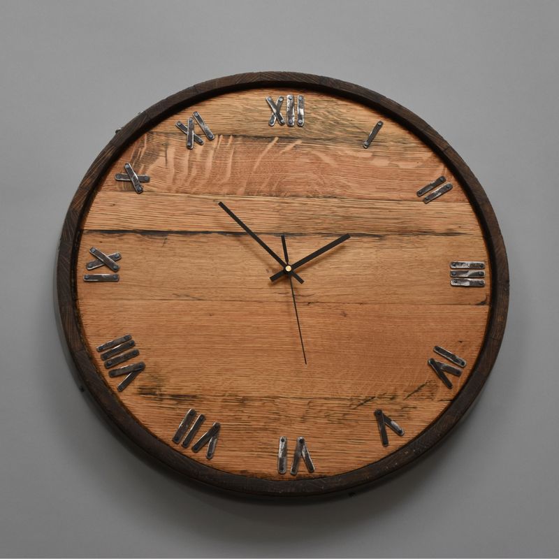 Whiskey Barrel Clock Large with Roman Numerals