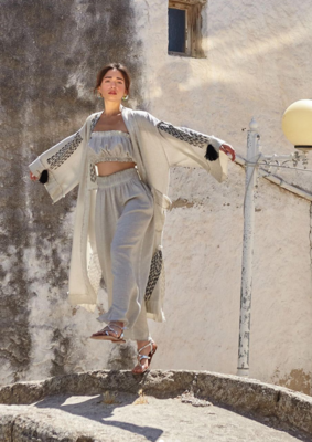 Beige Linen Palazzo Pants