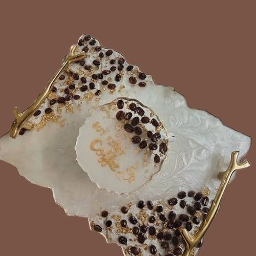 Coffee Bean Tray and Matching Coasters