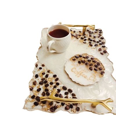 Coffee Bean Tray and Matching Coasters