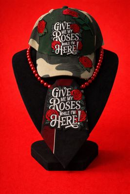 Give Me My Roses While I’m Here – Statement Hat &amp; Tie Set