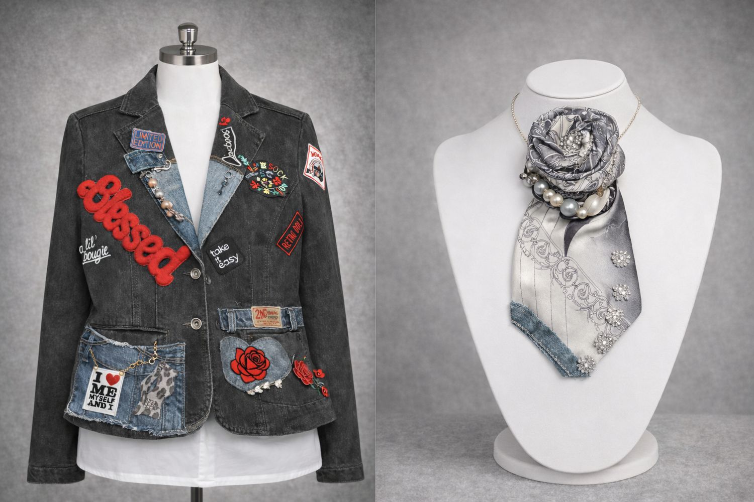 Blessed &amp; a Lil’ Bougie – One-of-One Wearable Art Jacket + Statement Tie Set