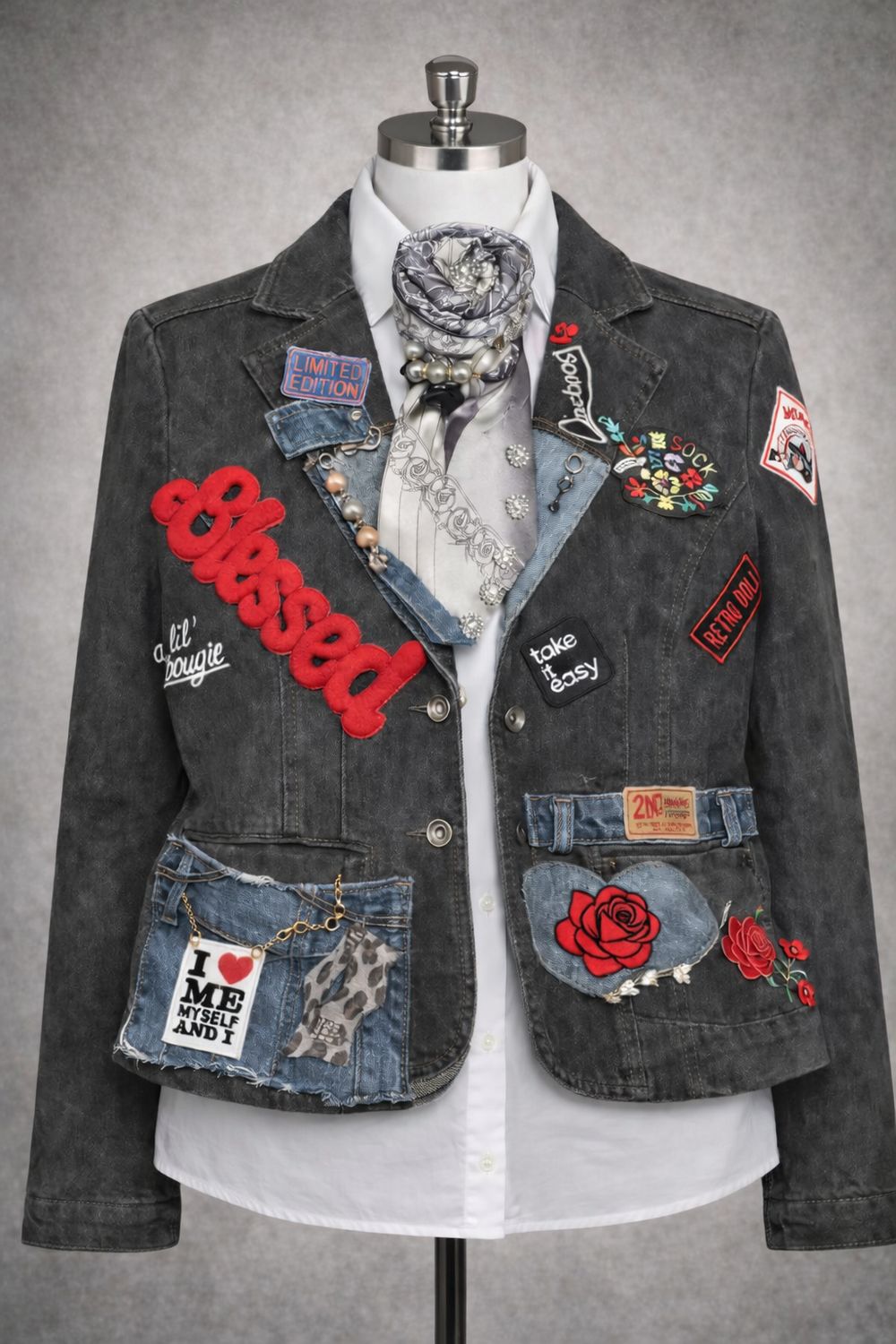 Blessed &amp; a Lil’ Bougie – One-of-One Wearable Art Jacket + Statement Tie Set