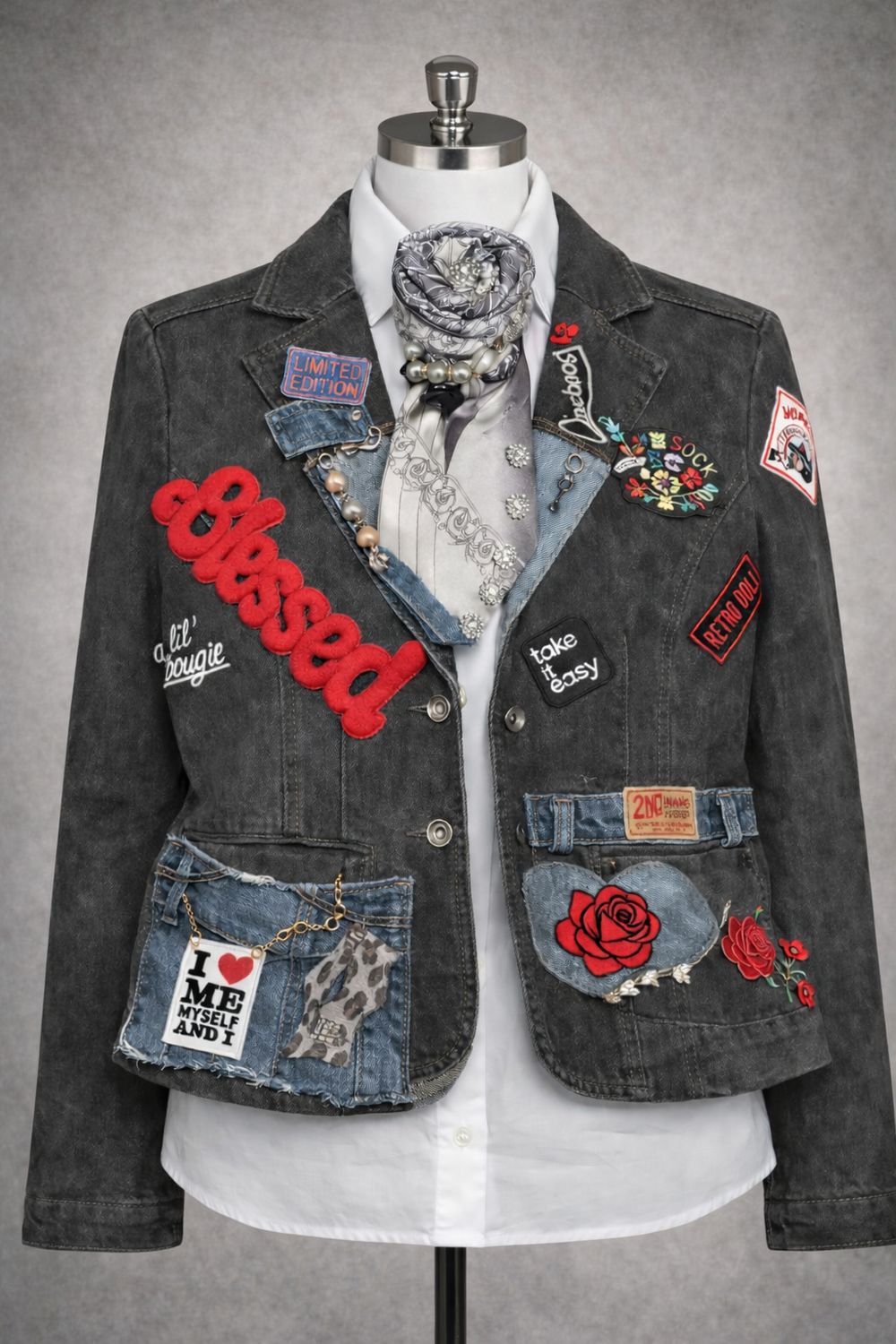 Blessed &amp; a Lil’ Bougie – One-of-One Wearable Art Jacket + Statement Tie Set