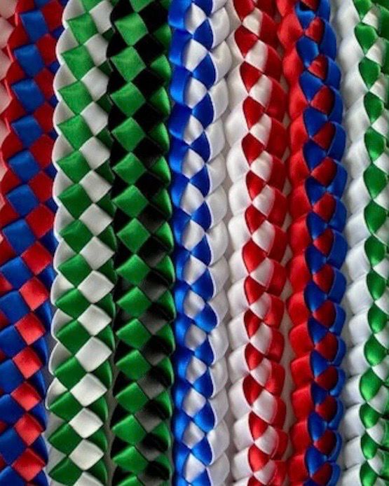 Customizable Two-Color Satin Ribbon Lei, Graduation Gift