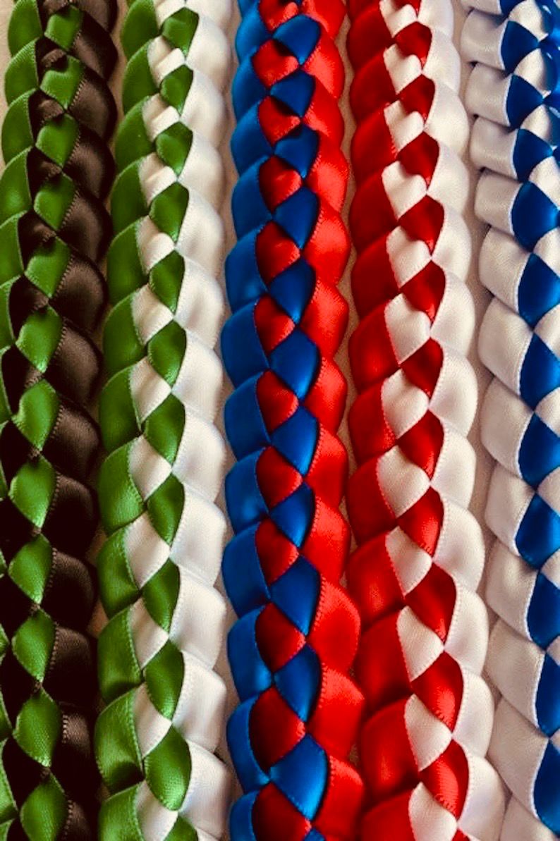 Customizable Two-Color Satin Ribbon Lei, Graduation Gift