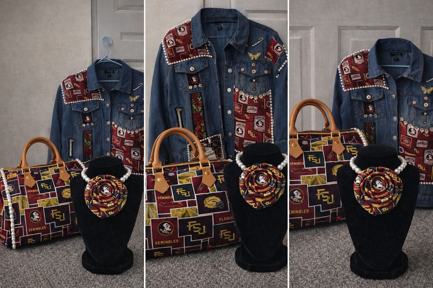 NEW CUSTOM SET ✨ Handmade 3-Piece Statement Set ✔ Custom Denim Jacket ✔ Matching Speedy