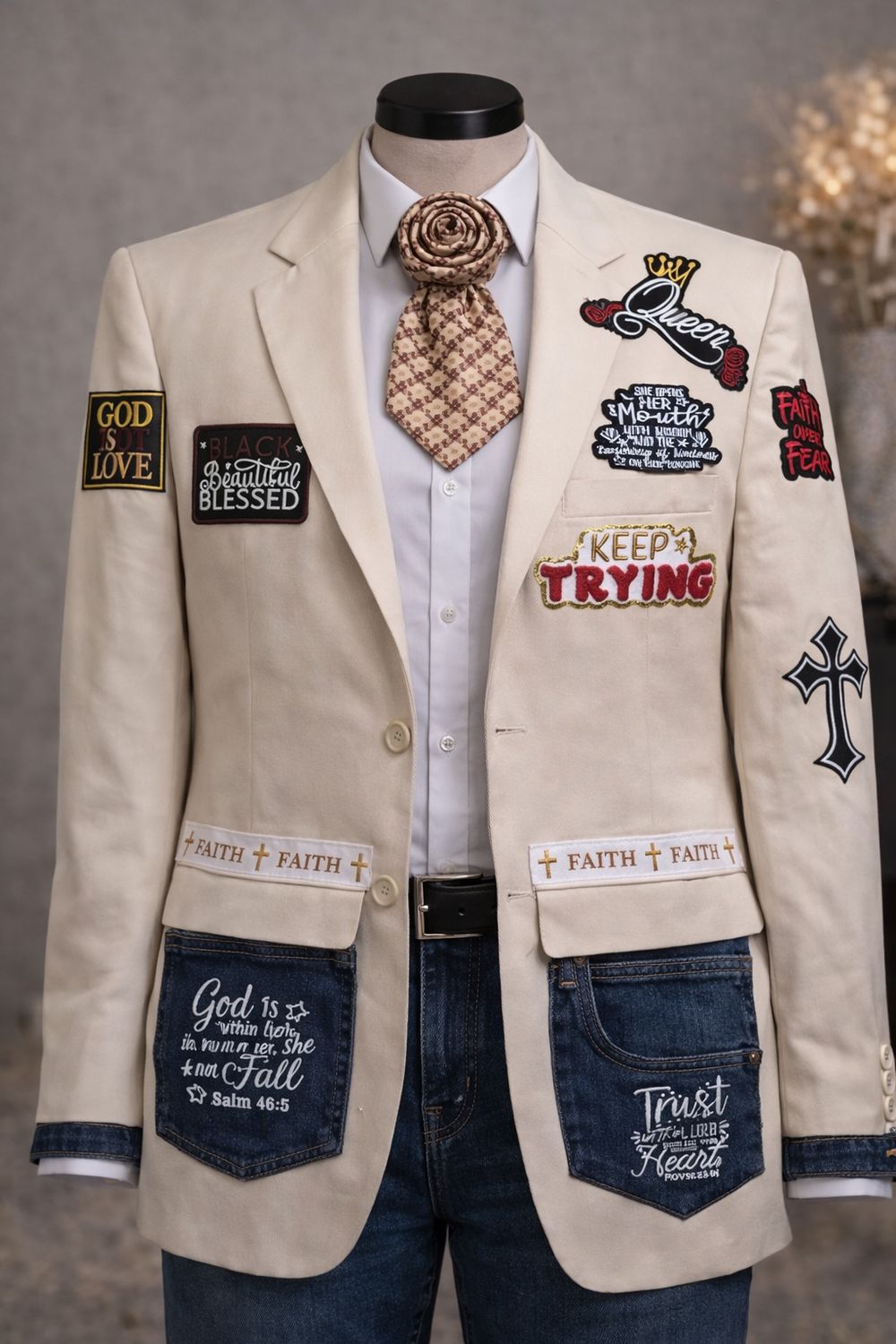 Custom 2-Piece Blazer &amp; Rose Tie Set