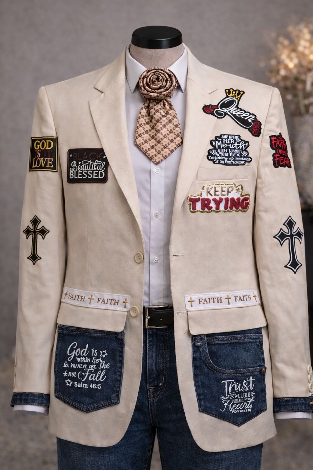 Custom 2-Piece Blazer &amp; Rose Tie Set