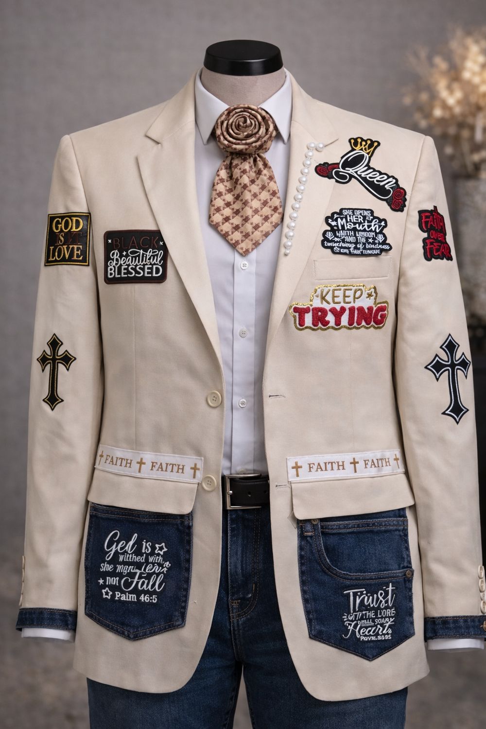 Custom 2-Piece Blazer &amp; Rose Tie Set