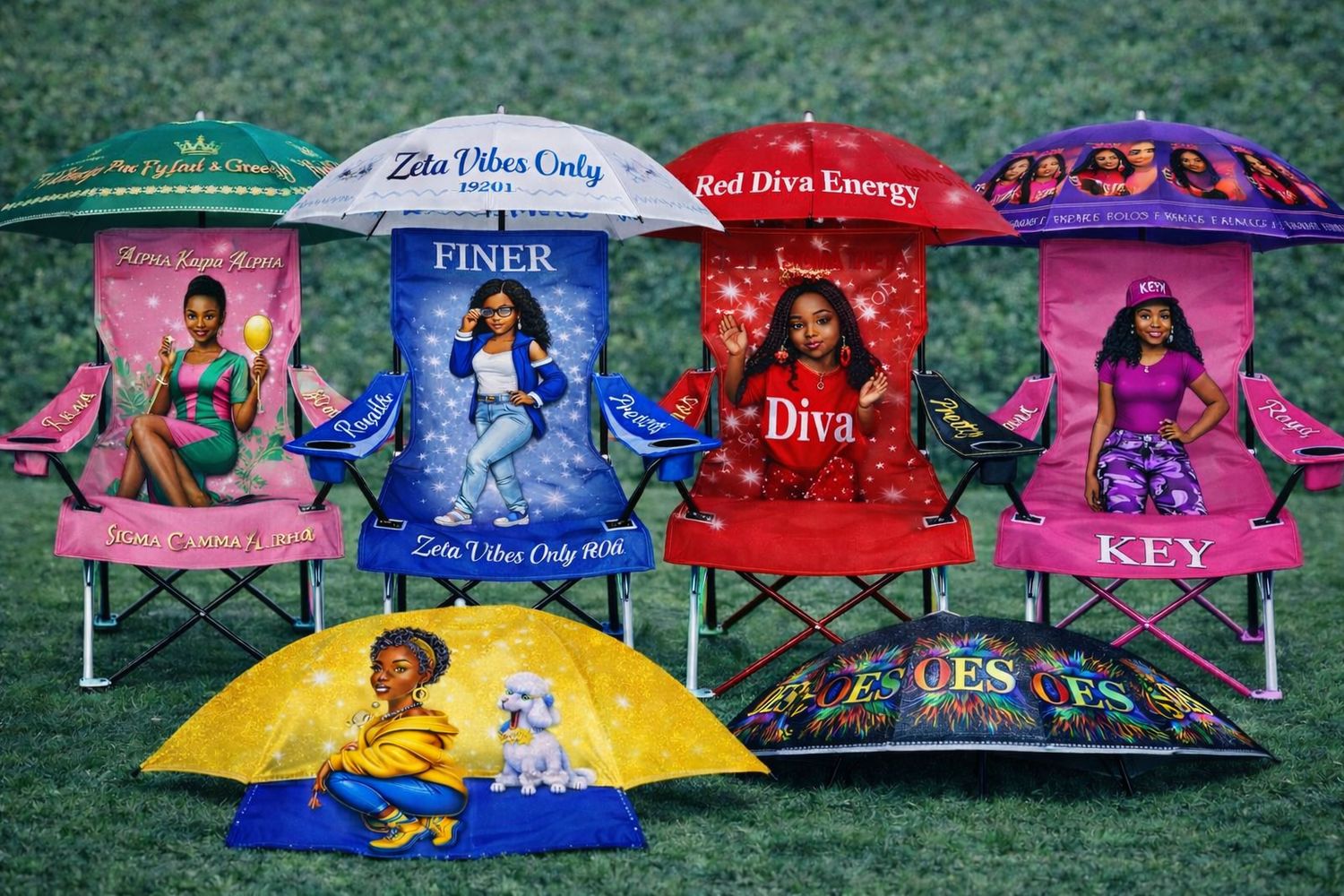 Custom Sorority-Inspired Lawn Chair Sets(Personalized Name &amp; Year)