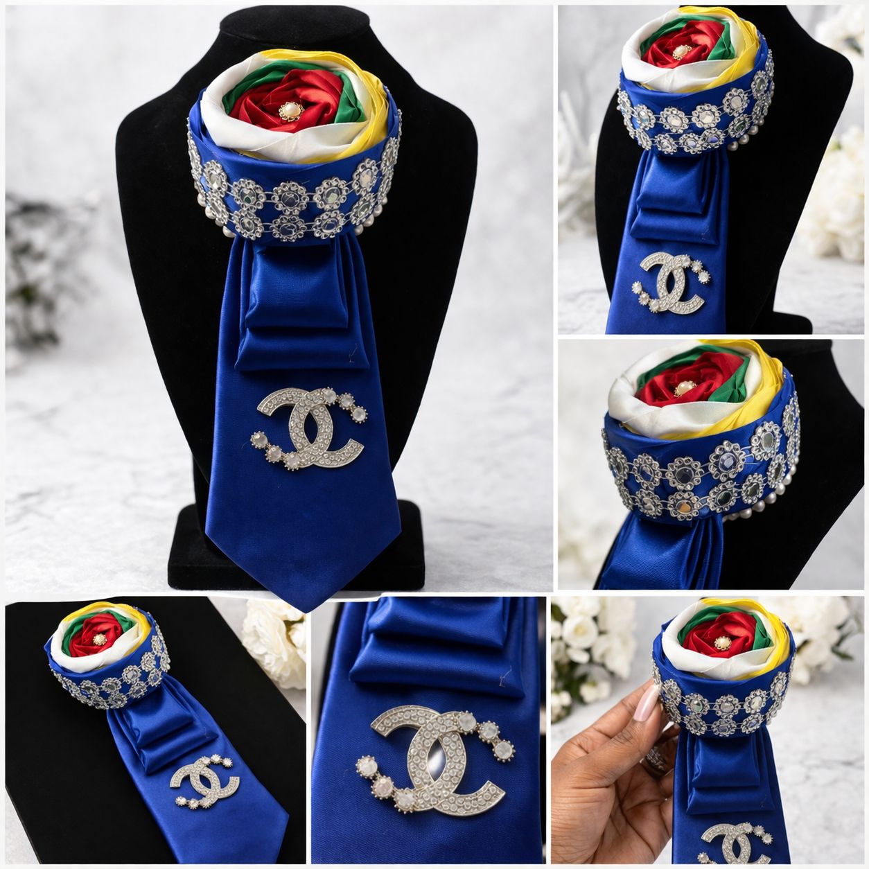 OES Designer Crown Rose Tie – Sunday Special (One of a Kind)