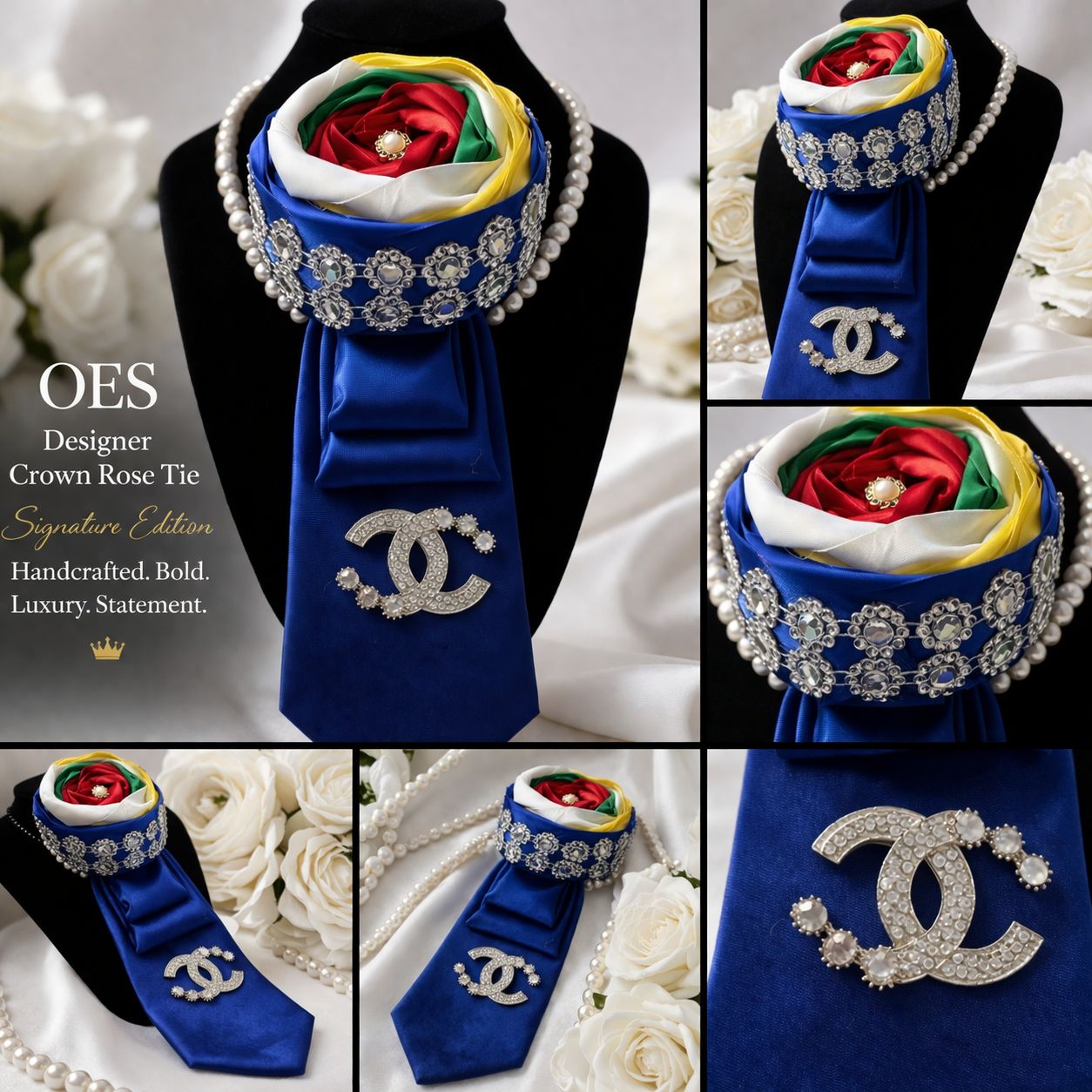 OES Designer Crown Rose Tie – Sunday Special (One of a Kind)
