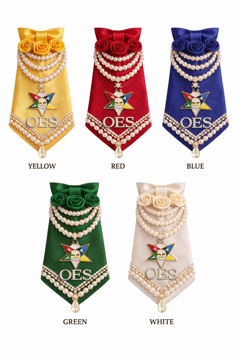 Classic Pearl Rose Necklace Tie