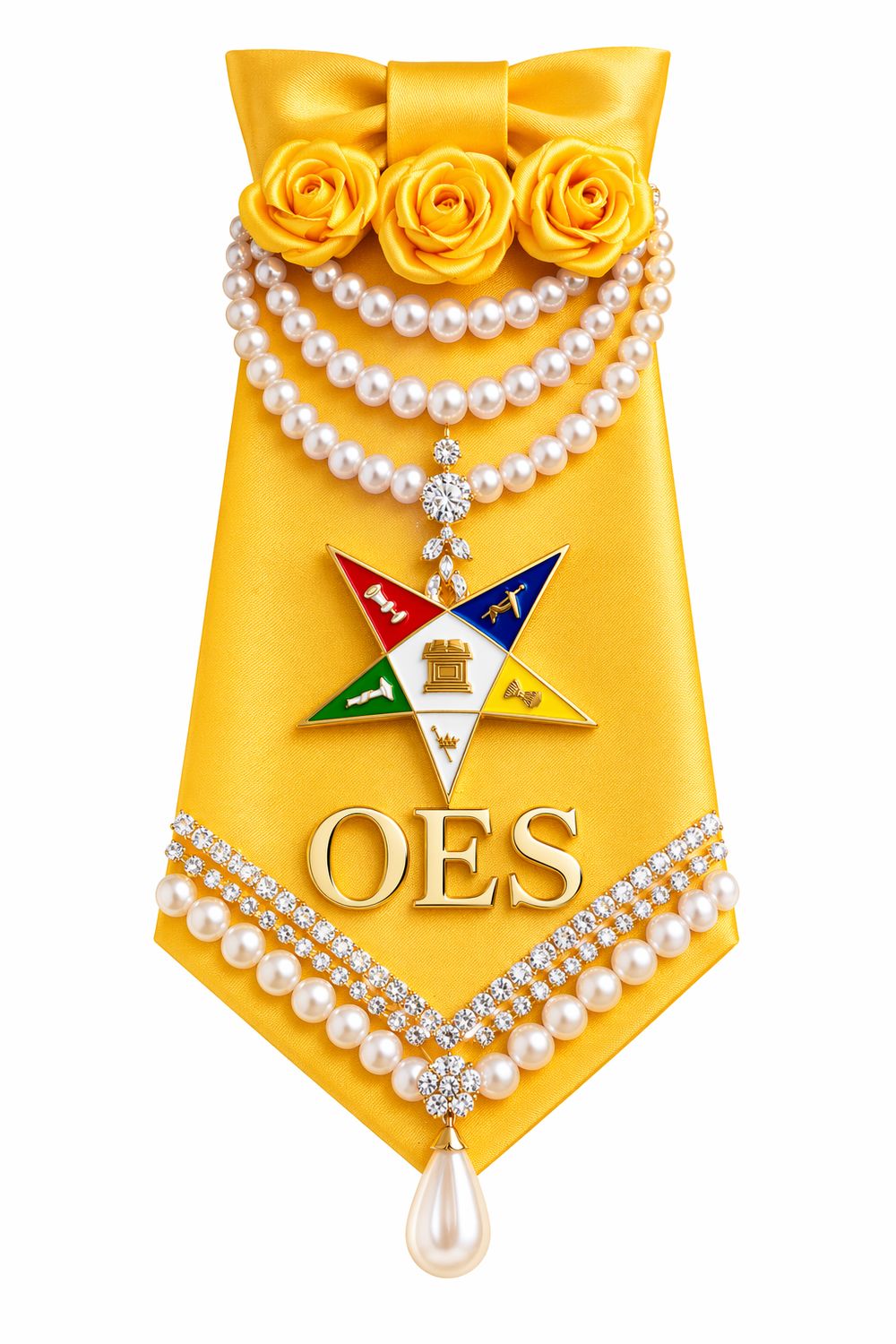 Classic Pearl Rose Necklace Tie