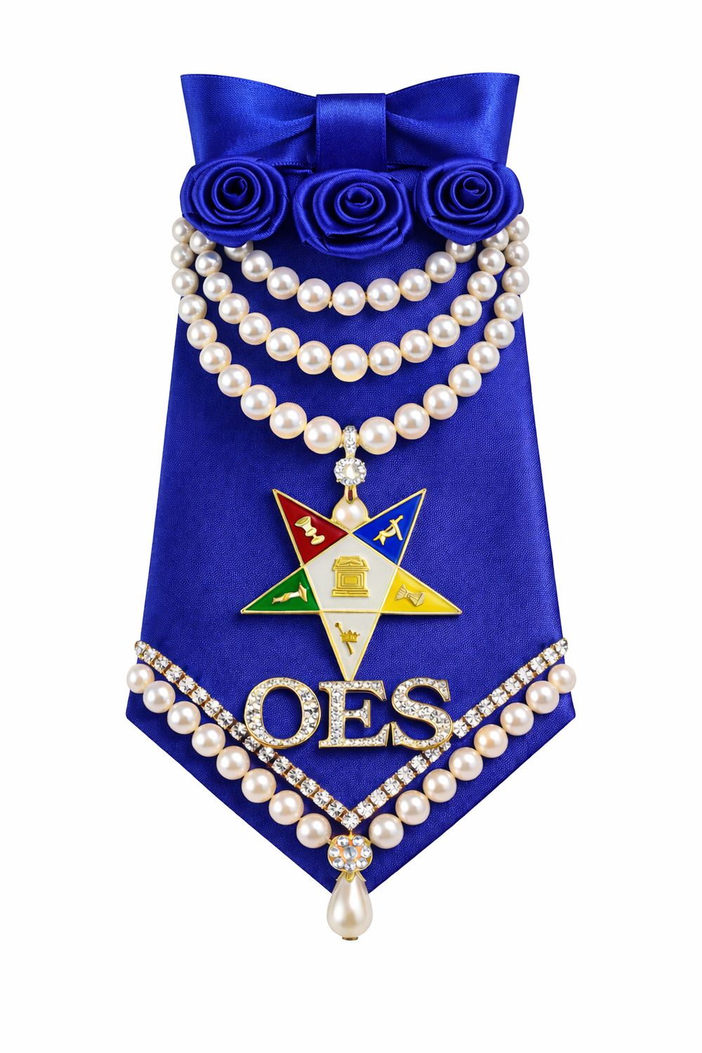 Classic Pearl Rose Necklace Tie