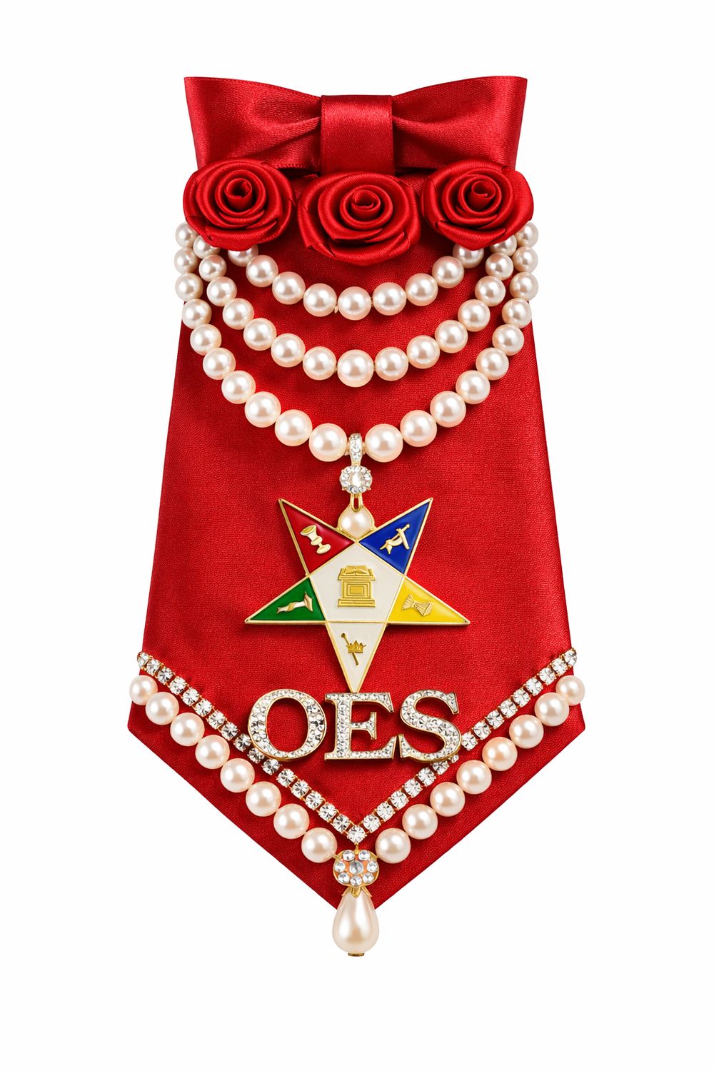 Classic Pearl Rose Necklace Tie