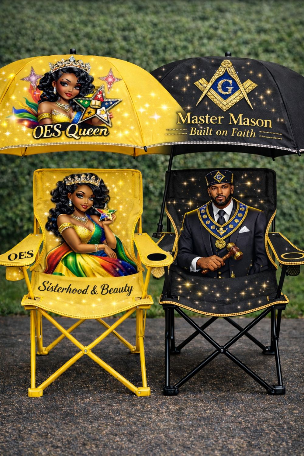 Custom OES or Masonic Chair Options with Matching Umbrella