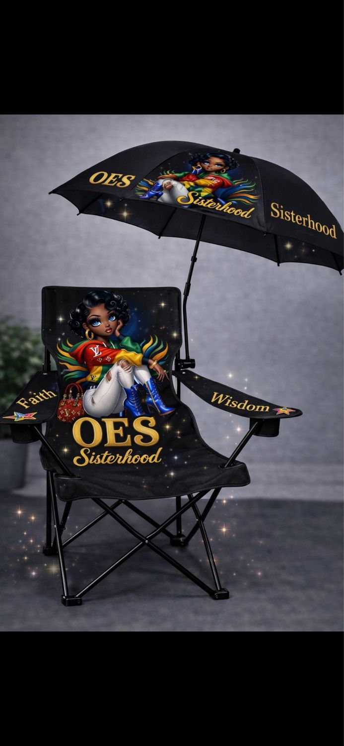 Custom OES or Masonic Chair Options with Matching Umbrella