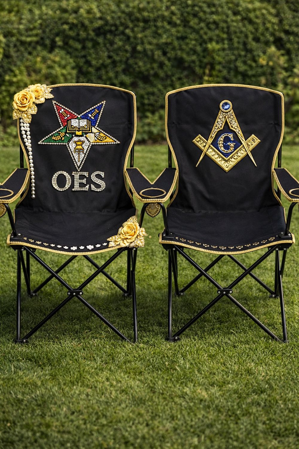 Custom OES or Masonic Chair Options with Matching Umbrella