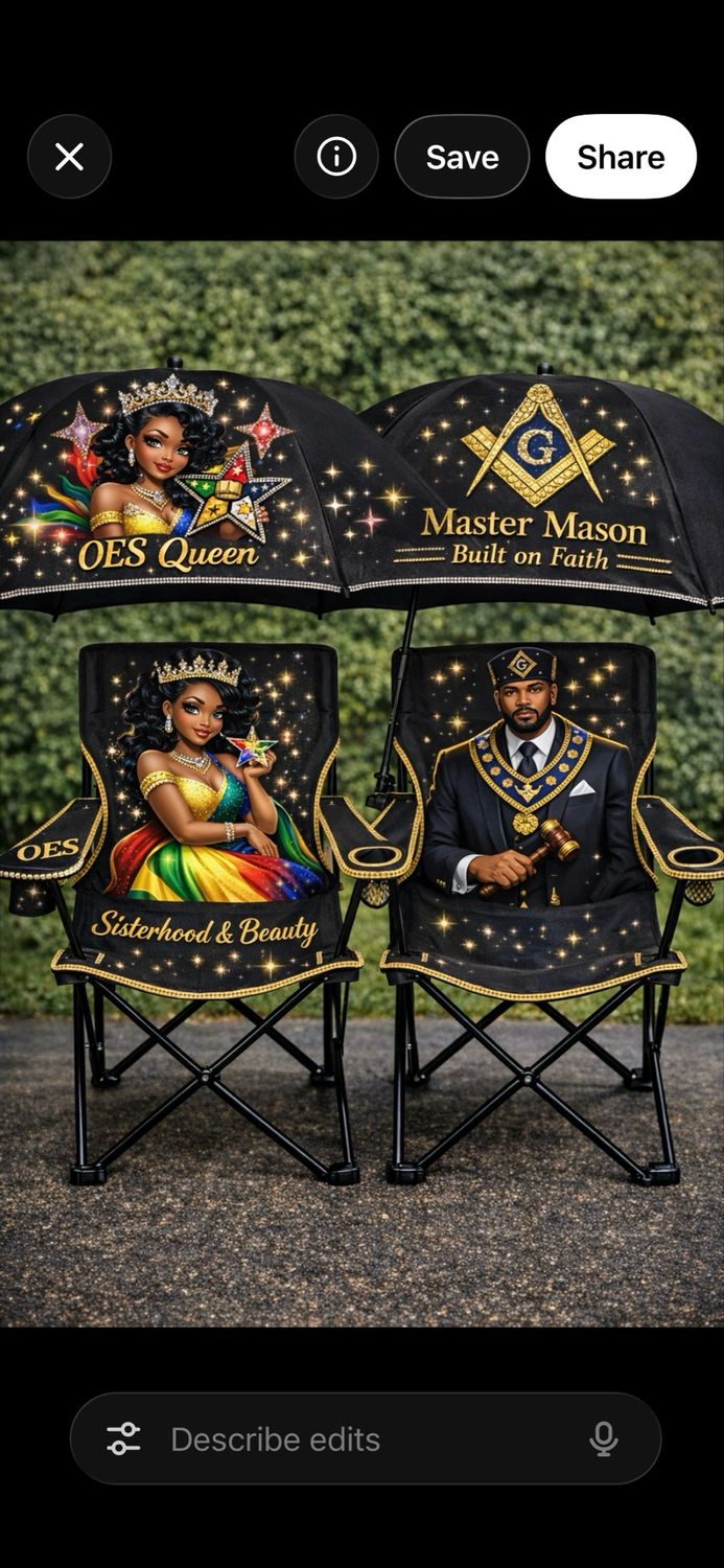 Custom OES or Masonic Chair Options with Matching Umbrella