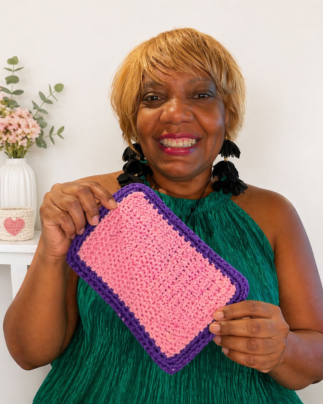 Custom Crochet Jersey Dress with Matching Purse