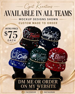 Custom Embellished Team Crochet Cap