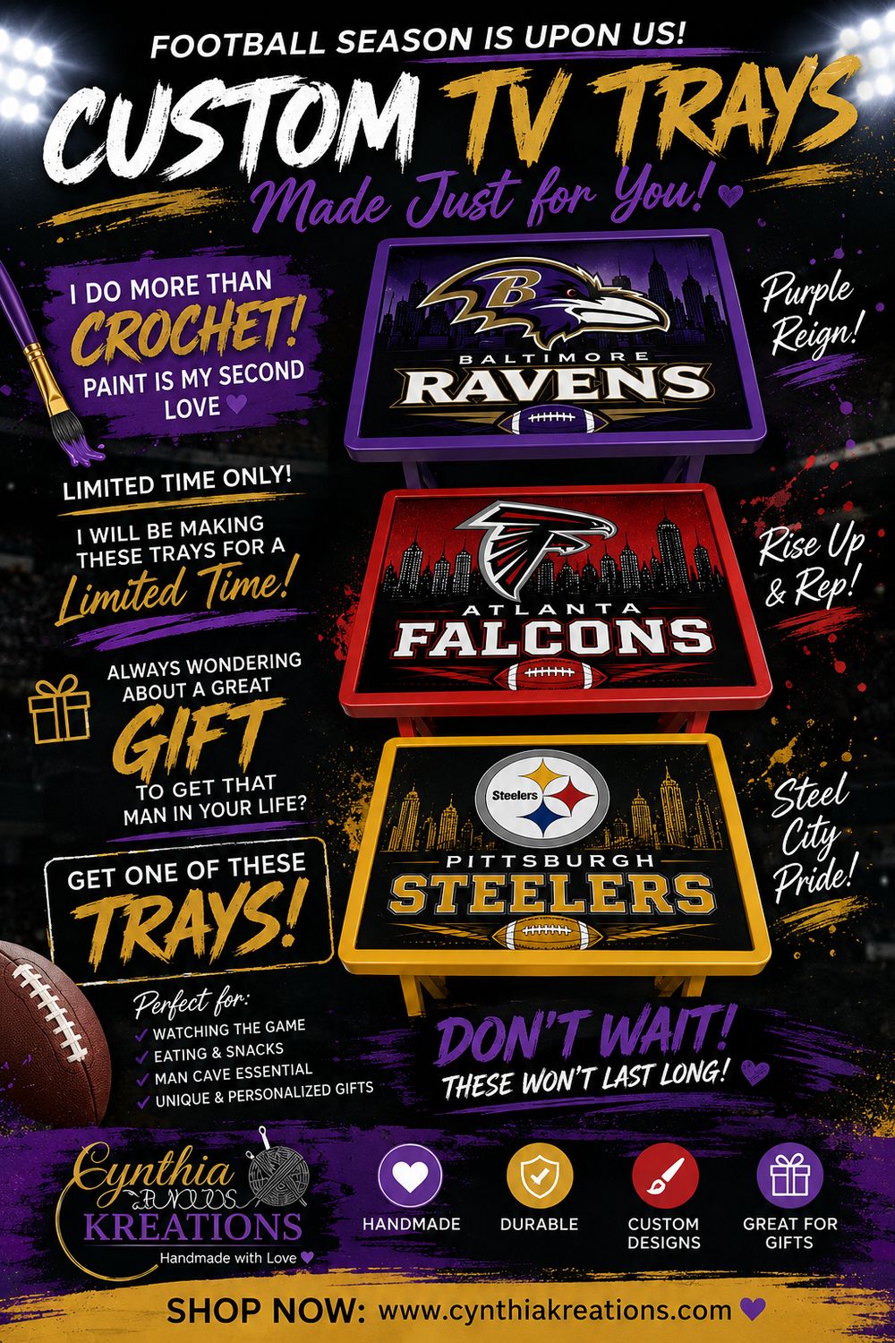 Custom Football TV Tray