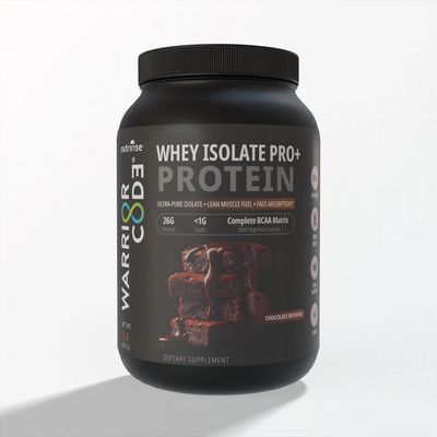 Warrior Code Whey Isolate PRO+ – Chocolate Brownie | Ultra-Pure Isolate for Lean Muscle &amp; Recovery (2 lb)
