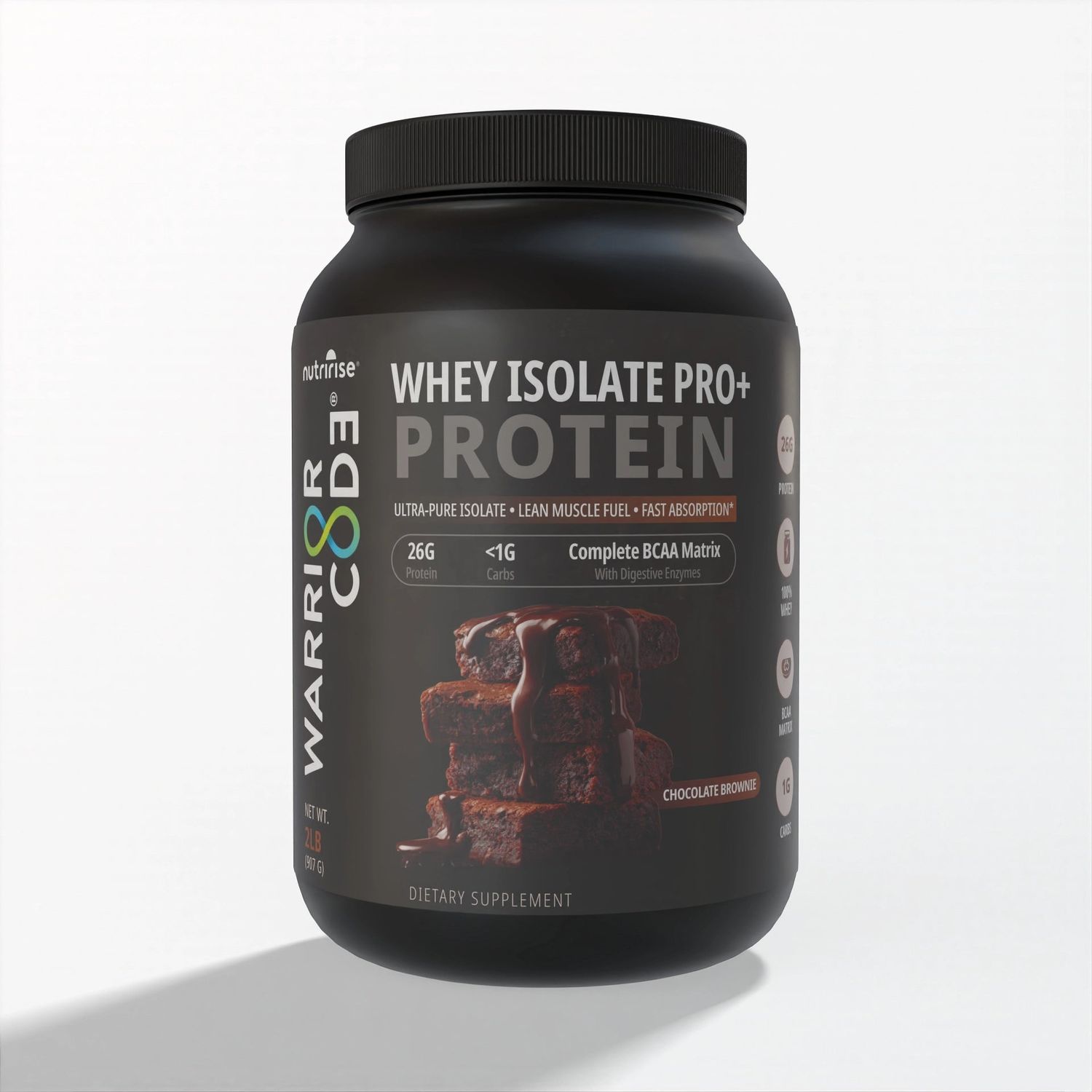 Warrior Code Whey Isolate PRO+ – Chocolate Brownie | Ultra-Pure Isolate for Lean Muscle &amp; Recovery (2 lb)