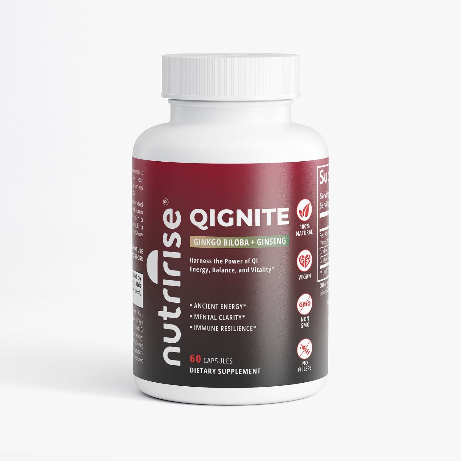 NutriRise QIgnite | TCM-Inspired Ginseng &amp; Ginkgo | Qi Energy, Focus &amp; Immunity