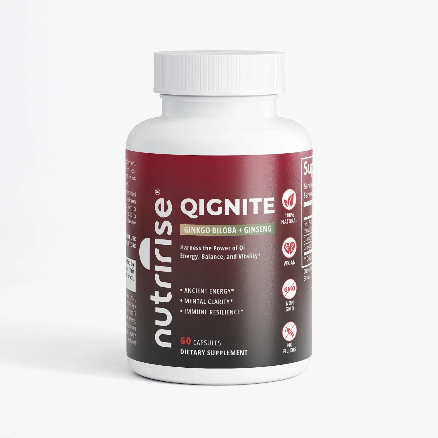 NutriRise QIgnite | TCM-Inspired Ginseng &amp; Ginkgo | Qi Energy, Focus &amp; Immunity