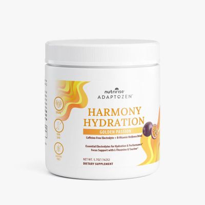 AdaptoZen Harmony Hydration | Golden Passion | Caffeine-Free Electrolytes + B-Vitamins for All-Day Wellness