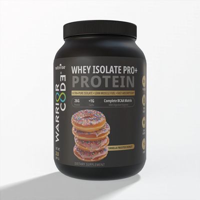 Warrior Code Whey Isolate PRO+ – Vanilla Frosted Donut | Ultra-Pure Isolate for Lean Muscle &amp; Recovery (2 lb)