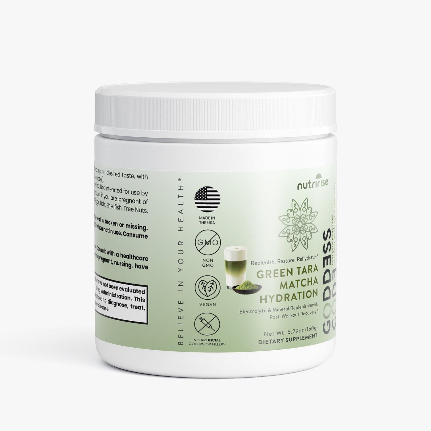 Goddess Code Green Tara Matcha Hydration | Electrolyte + Vitamin Powder | Caffeine-Free Daily Wellness Drink | Post Workout | For Women