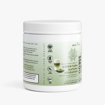 Goddess Code Green Tara Matcha Hydration | Electrolyte + Vitamin Powder | Caffeine-Free Daily Wellness Drink | Post Workout | For Women