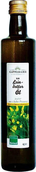 Bio Leindotteröl vom Kappelbauer 0,5 l, Bioland kaltgepresst - das Omega 3 Öl