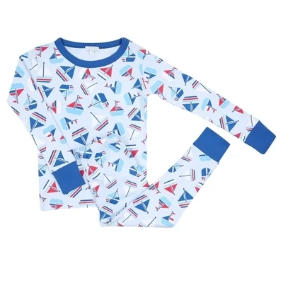 SET VELA PIJAMA LARGO AZUL