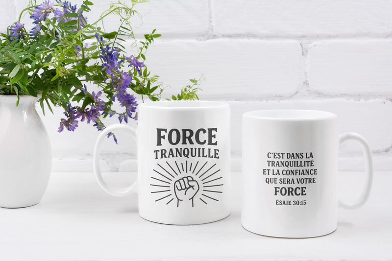Mug Chrétien - Force tranquille - Ésaïe 30.15