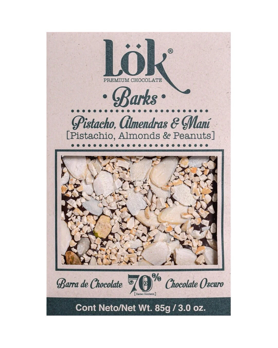 Lök Chocolate 70% Pistacho, Almendras y maní